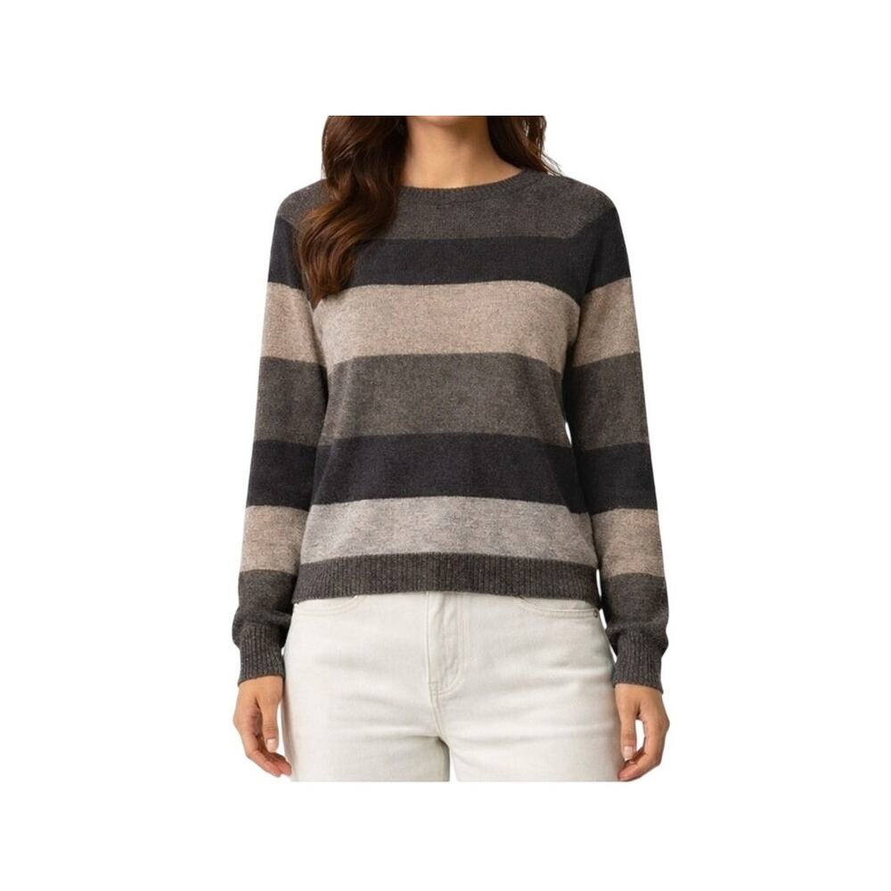 Kenar Sweater Womens Size M Angora Rabbit Hair Stripe Soft Knit Top Casual Cozy
